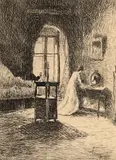 Theodor Aman, La oglindă, acvaforte și gravură cu acul