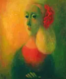 Irina Katz Mazilu, La fleur rouge, 1987, ulei pe pânză