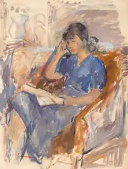 Lectură by Ion Musceleanu, 1979, ulei pe carton, offered May 2025