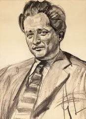 George Löwendal, Portretul poetului Eugen Frunză, cărbune și laviu pe hârtie