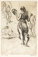 Muze by Marcel Chirnoagă, acvaforte și acvatintă, sold May 2025