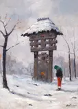 Cornel Raţiu, Rugă la troiță, ulei pe carton