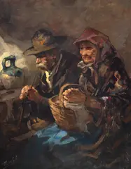 La gura sobei by Antal Péczely, ulei pe pânză, sold May 2025