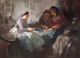 Antal Péczely, Ghicit în cărți, ulei pe pânză