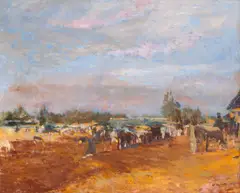 Ștefan Constantinescu, Târg la Câmpulung, ulei pe pânză