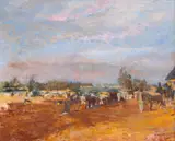 Ștefan Constantinescu, Târg la Câmpulung, ulei pe pânză