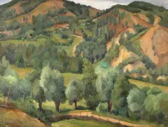 Primăvară by Alexandru Moscu, ulei pe carton, offered May 2025