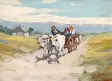 Jean Cheller, Întoarcerea de la târg, ulei pe carton
