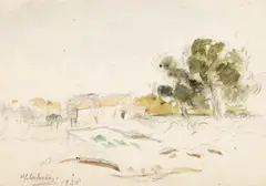 Henri Catargi, Peisaj dobrogean, 1938, acuarelă și creion pe hârtie