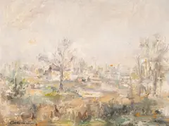 Primăvară by Gabriel Catrinescu, 1976, ulei pe carton, offered May 2025