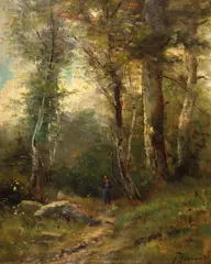 Paul Armandi, Plimbare prin Fontainebleau, ulei pe pânză