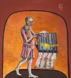 Ana Ruxandra Ilfoveanu, Dresorul de păsări, 2000, ulei pe pânză