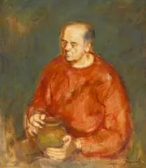 Portret socratic (Dumitru Buzac) by Vasile Mureșan Murivale, 1989, ulei pe pânză lipită pe carton, offered May 2025