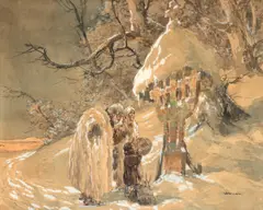 La troiță by Ignat Bednarik, acuarelă pe hârtie, sold May 2025