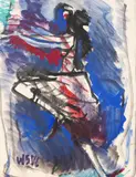 Dansatoarea de flamenco by Wanda Sachelarie Vladimirescu, acuarelă pe hârtie, sold May 2025
