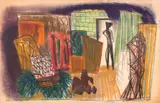 Dragoș Morărescu, În atelier, 1964, creioane cerate și cărbune pe hârtie