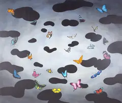Beaver, Butterflies with No Effect, 2019, ulei pe pânză
