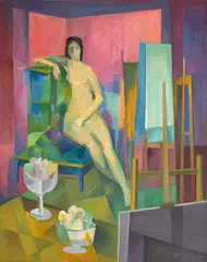 Nud în atelier by Spiru Chintilă, 1973, ulei pe pânză, sold May 2025