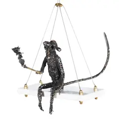 E.M.I.L. by Alexandru Ranga, 2024, marmură, cablu de oțel, bronz și alamă, offered May 2025
