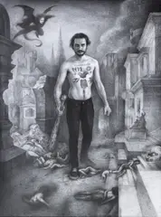 Robert Lőrincz, Per aspera ad astra, 2023, creion pe hârtie