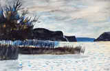 Înainte de ploaie by Ion Alin Gheorghiu, 1989, tempera și acuarelă pe hârtie, sold May 2025