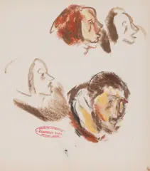 Studii de portret by Corneliu Baba, ceracolor pe hârtie, sold May 2025