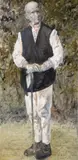 Ion Grigorescu, Un țăran privește intelectualii (Pavel Terțiu, meșter de măști din Neruja, Vrancea), 2020, ulei pe pânză