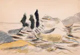 Stânci by Ion Alin Gheorghiu, acuarelă și creion pe carton, offered May 2025