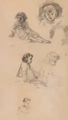 Studii de copii by Nicolae Vermont, creion pe hârtie, sold Apr 2025