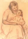 Samuel Mützner, Maternitate, cărbune și sepia pe hârtie