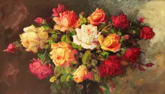 Petre Bărcănescu, Buchet de trandafiri, ulei pe carton