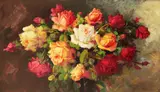 Petre Bărcănescu, Buchet de trandafiri, ulei pe carton