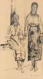 Constantin Bacalu, Țărăncuțe din Vâlcea, 1937-1939, tuș pe hârtie