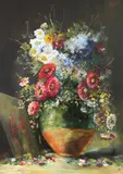 Coman Ardeleanu, Natură statică cu flori și icoană, 1933, ulei pe carton