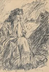 Ionel Ioanid, Pe gânduri, 1932, tuș pe hârtie