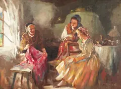 Cochetărie by Antal Péczely, ulei pe pânză, offered Apr 2025