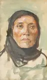 Samuel Mützner, Țărancă din Șopârlița, acuarelă, tempera și creion pe hârtie