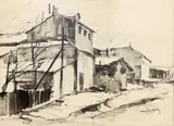 Jean Cheller, Margine de București, tuș și laviu pe hârtie