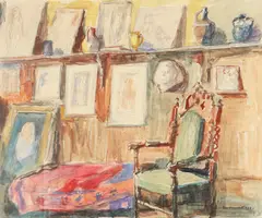 Zoe Vermont, În atelier, 1983, acuarelă și creion pe hârtie