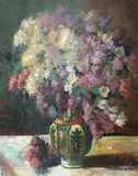 Freda Trybalski Delnevo, Flori de liliac, 1939, ulei pe carton