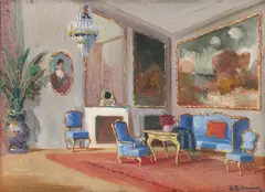 István Burchard-Bélaváry, Interior burghez, ulei pe carton