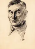 Tia Peltz, Portretul tatălui (Isac Peltz), 1956, cărbune pe hârtie