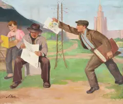 Vești by Nicolae Enea, ulei pe pânză, offered Apr 2025