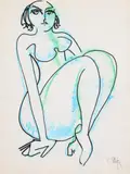 Constantin Piliuță, Nud, cărbune și ceracolor pe hârtie