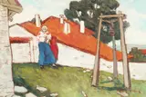 Spiru Vergulescu, În curte la Balcic, 1977, ulei pe pânză