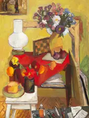 Marilena Ioanid, Natură statică de atelier, 1977, ulei pe pânză