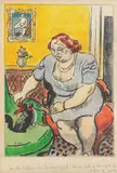 Iosif Iser, Pufișor, vino la mămica!, 1934, acuarelă, tuș și cărbune pe hârtie