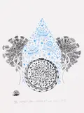 Ștefan Câlția, Casă albastră (II), 2021, serigrafie