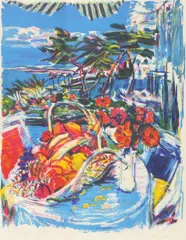 Dimitrie Berea, Terasă la Nisa, 1974, guașă pe hârtie