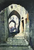 Paul Scorţescu, Stradă din Damasc, ulei pe carton